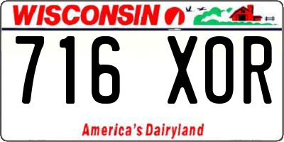 WI license plate 716XOR