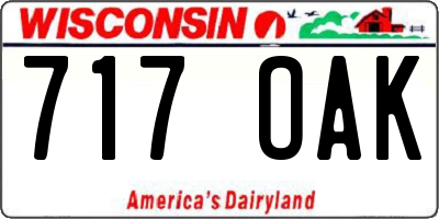 WI license plate 717OAK