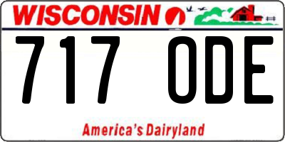 WI license plate 717ODE
