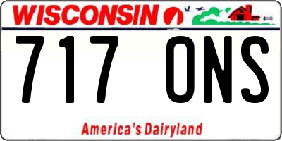 WI license plate 717ONS