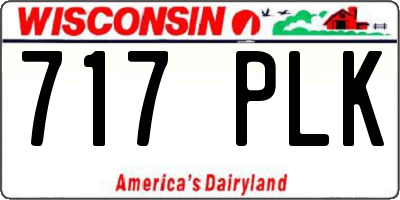 WI license plate 717PLK