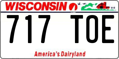 WI license plate 717TOE