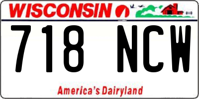 WI license plate 718NCW