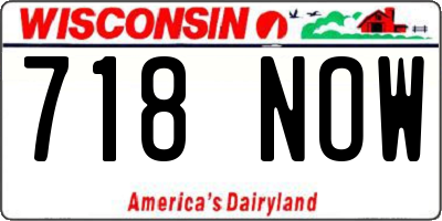 WI license plate 718NOW