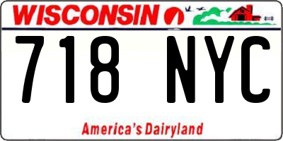 WI license plate 718NYC