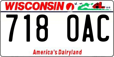 WI license plate 718OAC