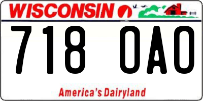 WI license plate 718OAO