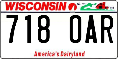 WI license plate 718OAR