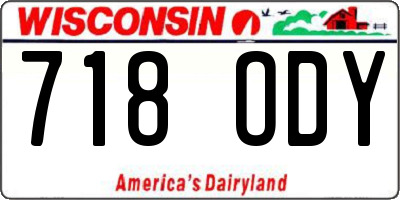 WI license plate 718ODY