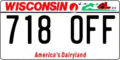 WI license plate 718OFF