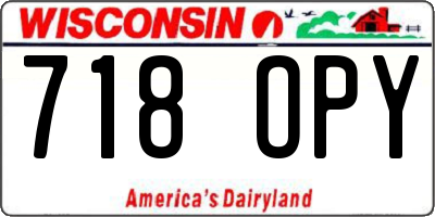 WI license plate 718OPY