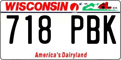 WI license plate 718PBK