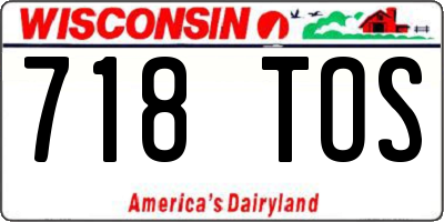 WI license plate 718TOS