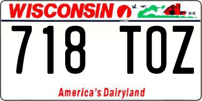 WI license plate 718TOZ