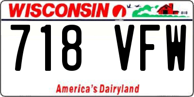 WI license plate 718VFW
