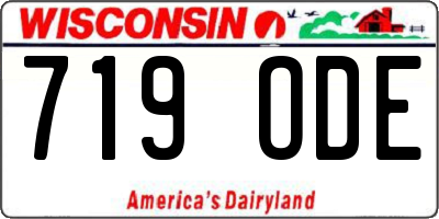 WI license plate 719ODE