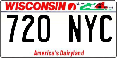 WI license plate 720NYC