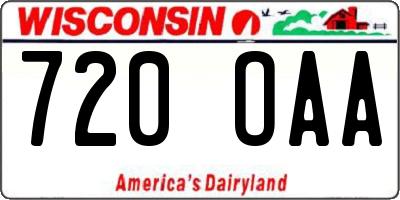 WI license plate 720OAA