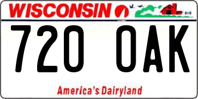 WI license plate 720OAK