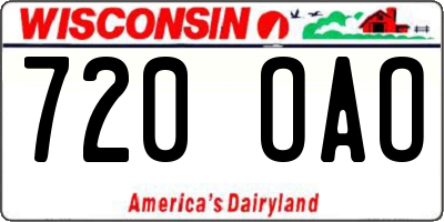 WI license plate 720OAO