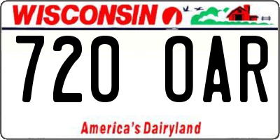 WI license plate 720OAR