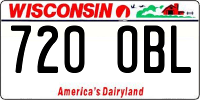 WI license plate 720OBL