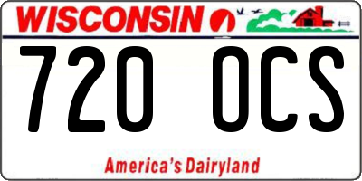 WI license plate 720OCS