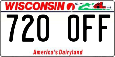 WI license plate 720OFF