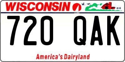 WI license plate 720QAK