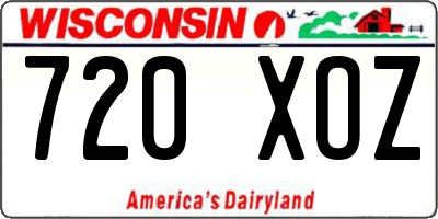 WI license plate 720XOZ