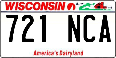 WI license plate 721NCA
