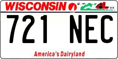 WI license plate 721NEC