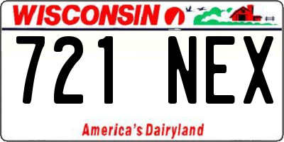 WI license plate 721NEX