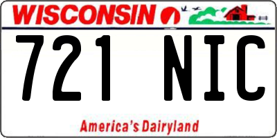 WI license plate 721NIC