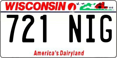 WI license plate 721NIG