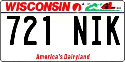 WI license plate 721NIK