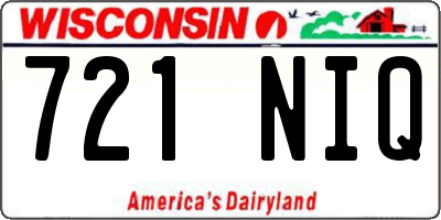 WI license plate 721NIQ