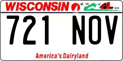 WI license plate 721NOV