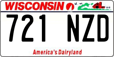 WI license plate 721NZD