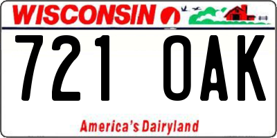 WI license plate 721OAK