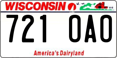 WI license plate 721OAO