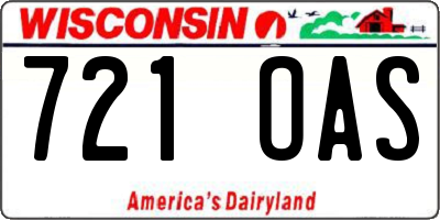 WI license plate 721OAS