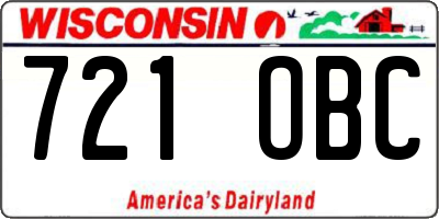 WI license plate 721OBC
