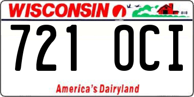 WI license plate 721OCI