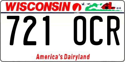 WI license plate 721OCR