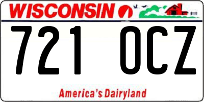 WI license plate 721OCZ