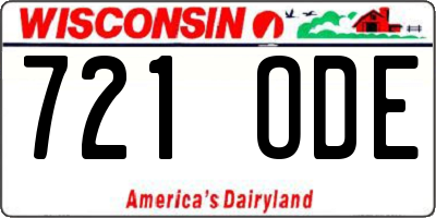 WI license plate 721ODE