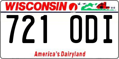 WI license plate 721ODI