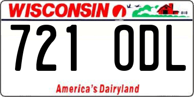 WI license plate 721ODL