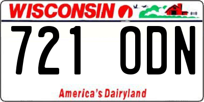 WI license plate 721ODN